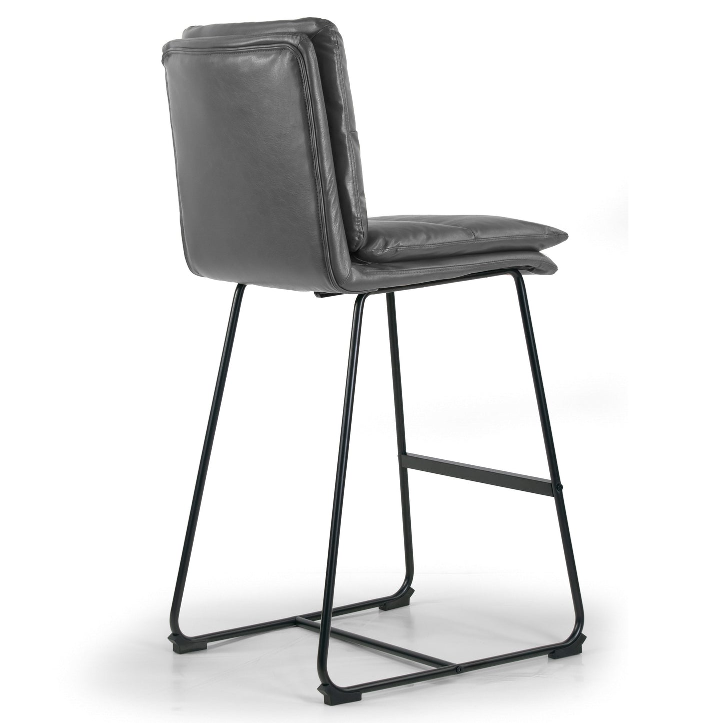Set of 2 Aulani Grey Upholstered Metal Frame Bar Stool with Puffy Cushions
