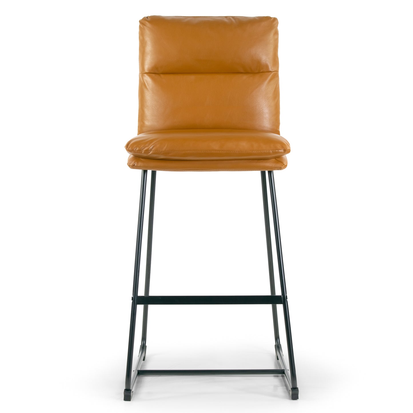 Set of 2 Aulani Light Brown Upholstered Metal Frame Bar Stool with Puffy Cushions