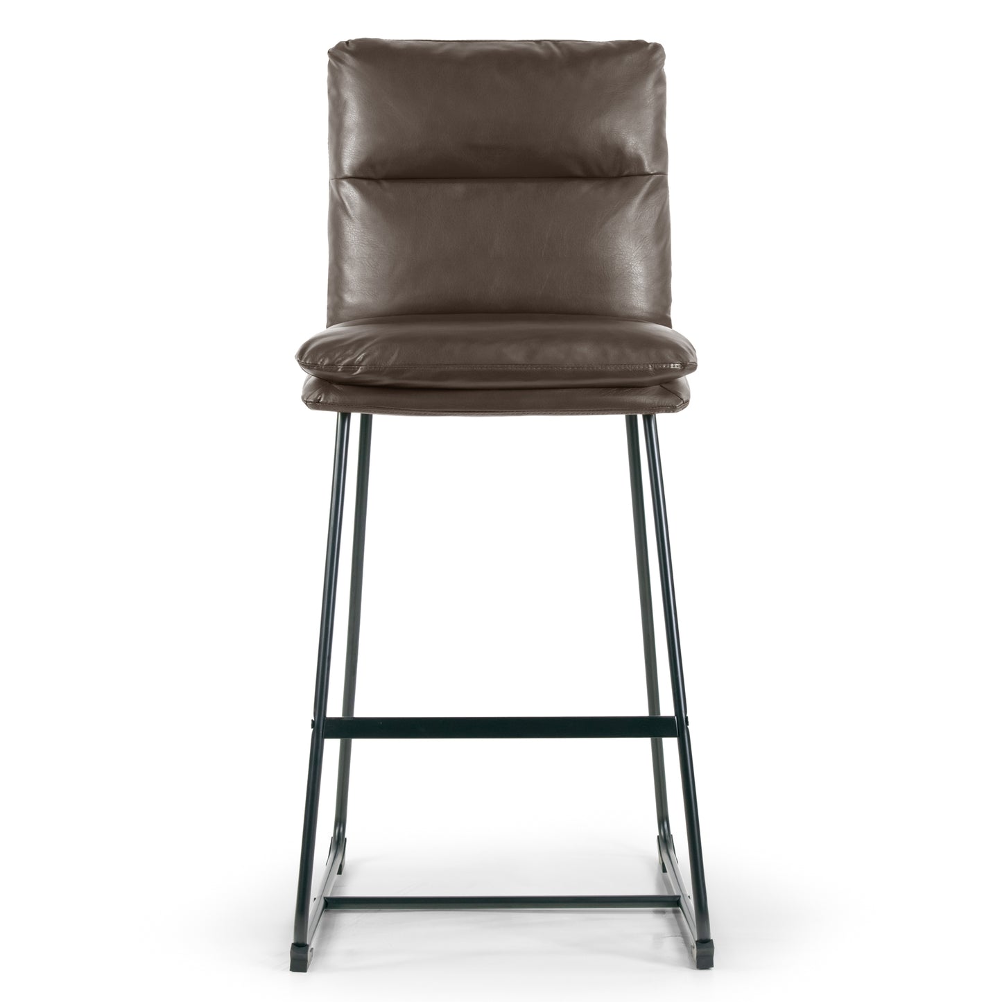 Set of 2 Aulani Brown Upholstered Metal Frame Bar Stool with Puffy Cushions