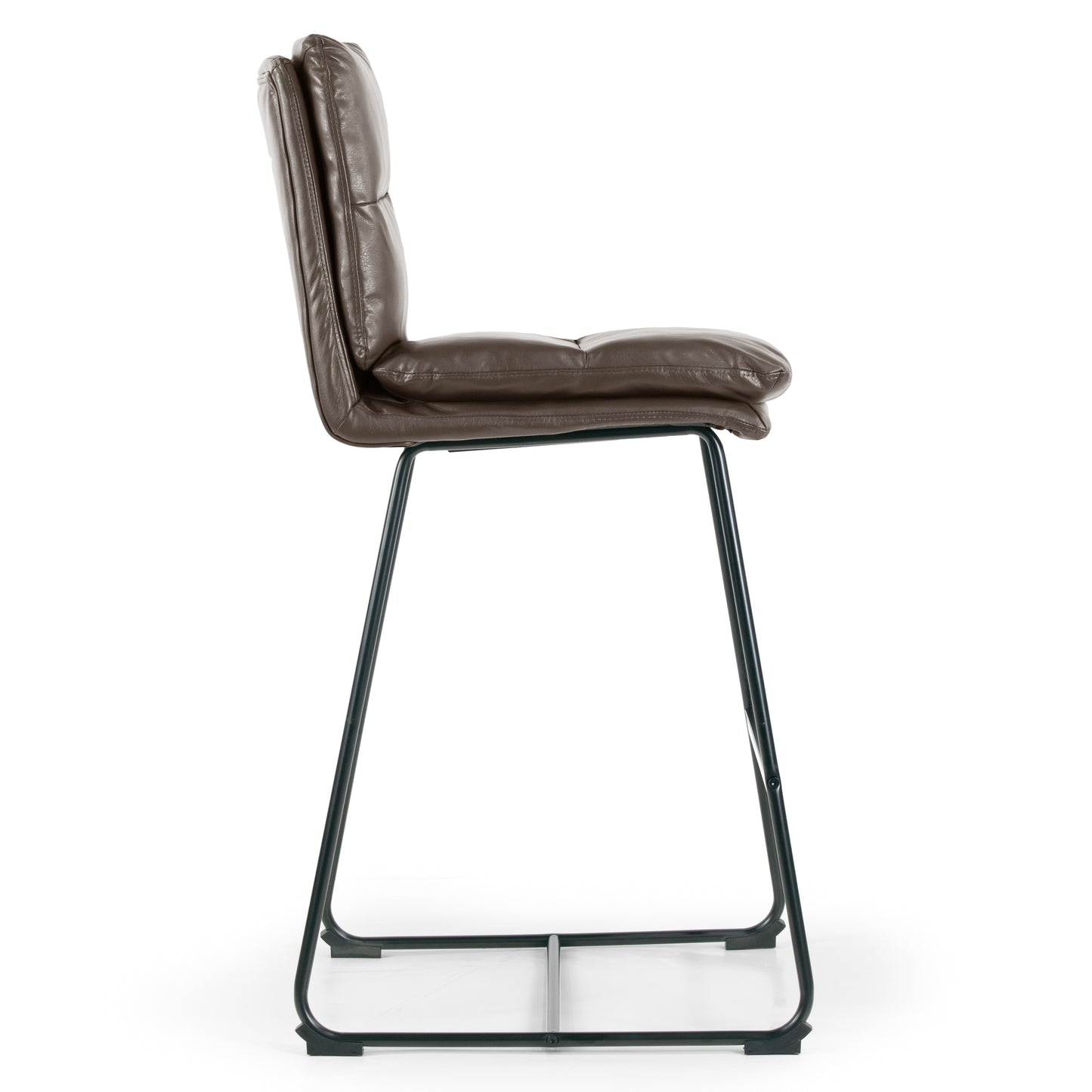 Set of 2 Aulani Brown Upholstered Metal Frame Bar Stool with Puffy Cushions