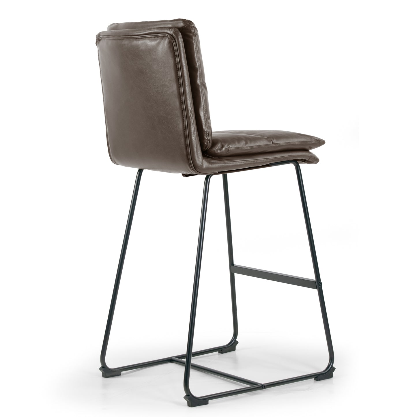 Set of 2 Aulani Brown Upholstered Metal Frame Bar Stool with Puffy Cushions