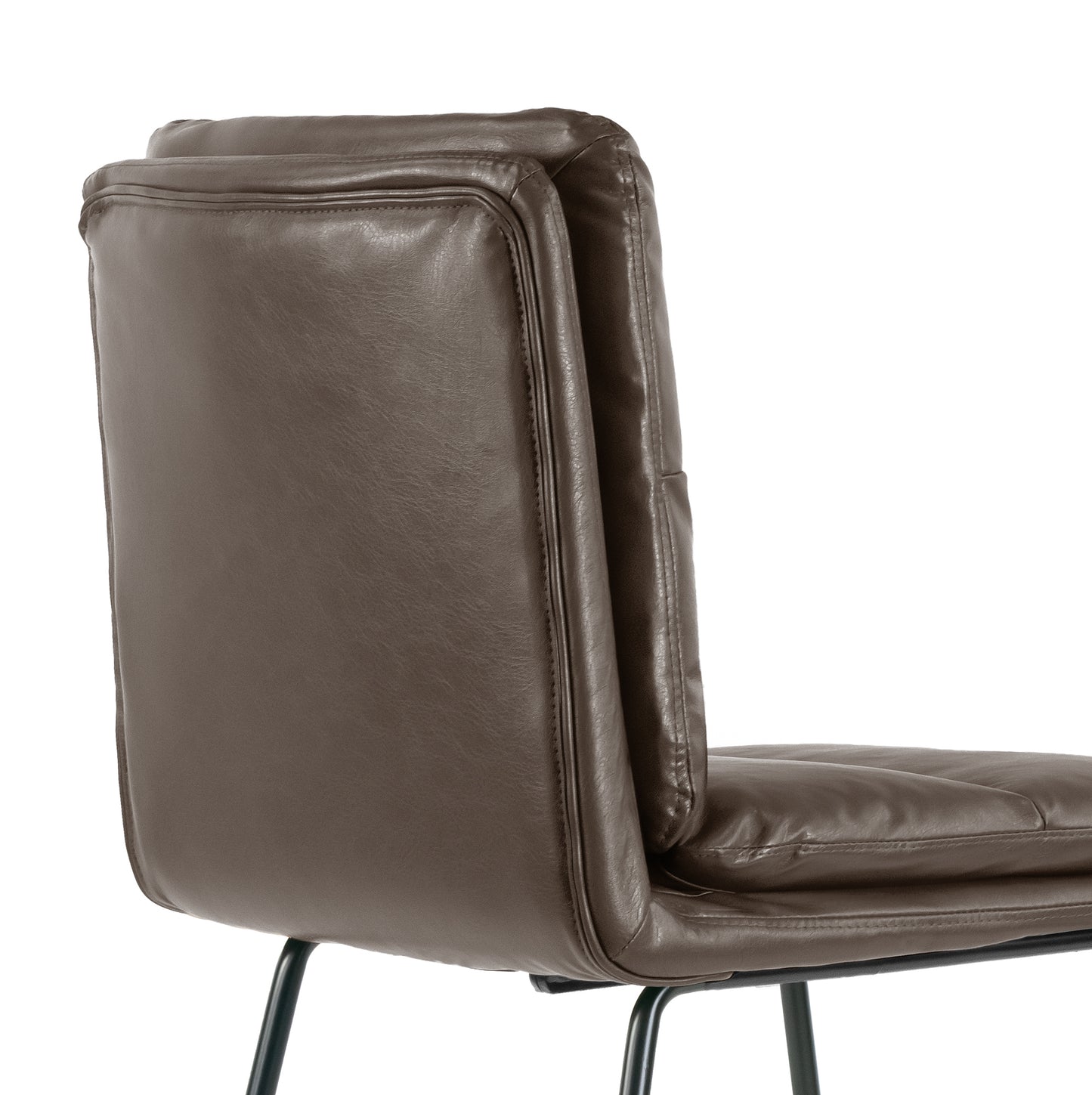 Set of 2 Aulani Brown Upholstered Metal Frame Bar Stool with Puffy Cushions