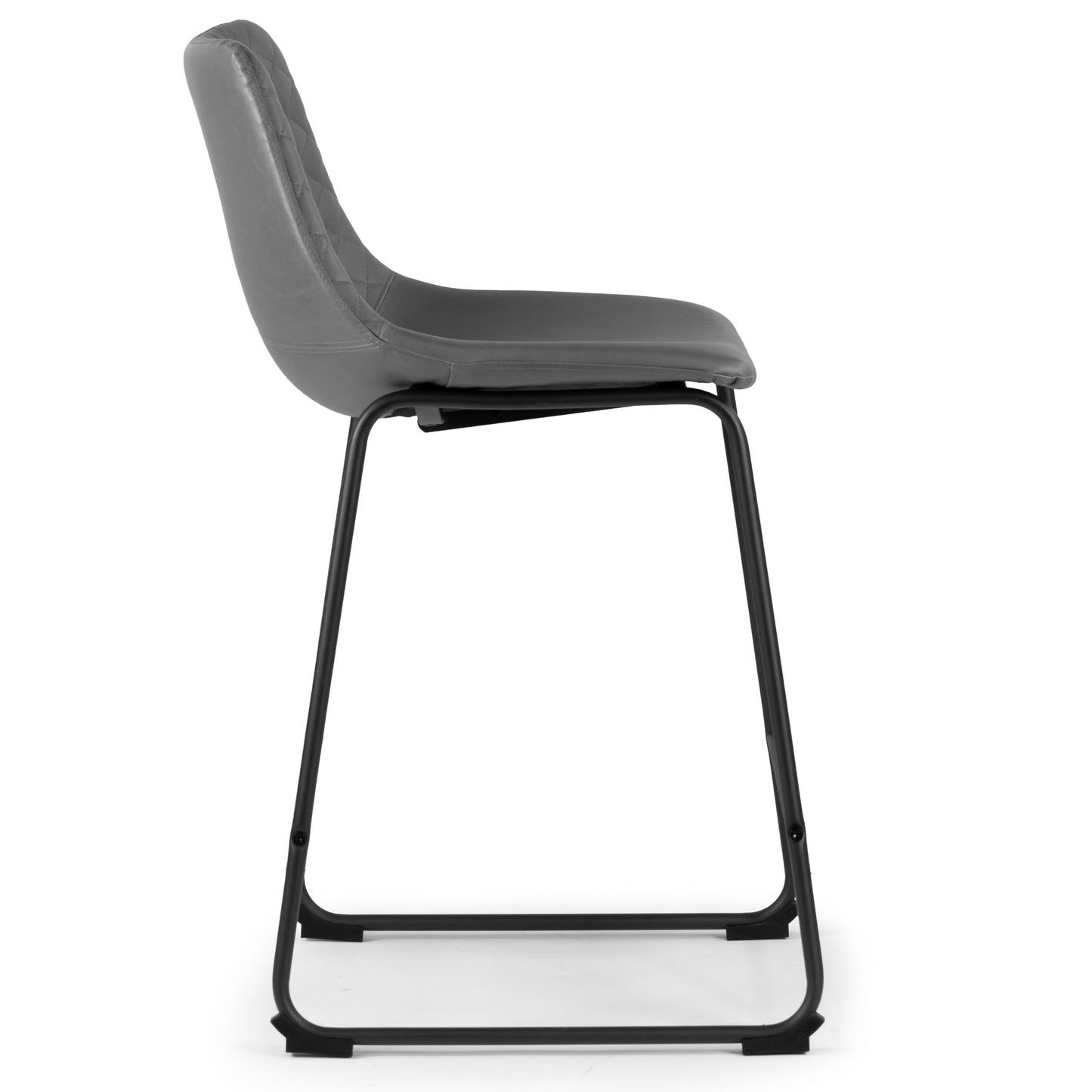 Set of 2 Ave Iron Frame Gray Faux Leather Counter Stool with Stitching