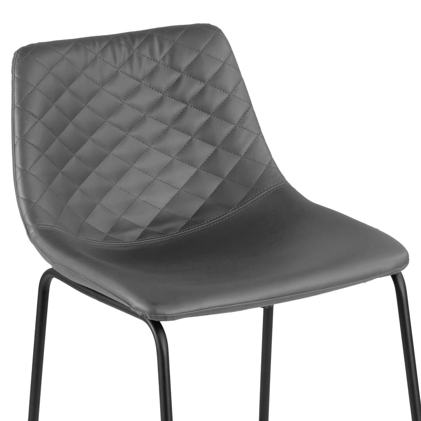 Set of 2 Ave Iron Frame Gray Faux Leather Counter Stool with Stitching