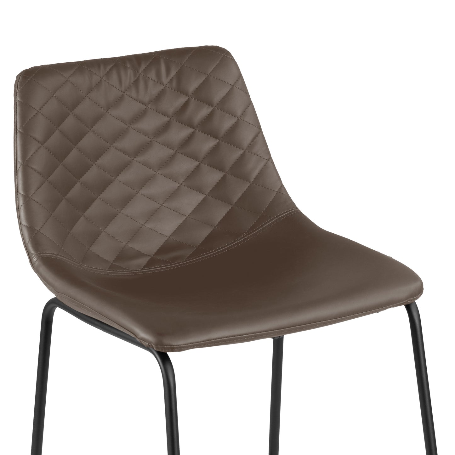 Set of 2 Ave Iron Frame Brown Faux Leather Counter Stool with Stitching