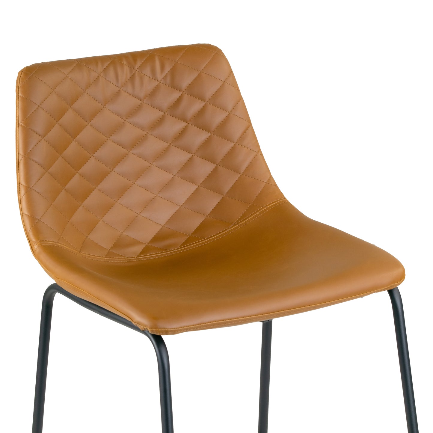 Set of 2 Ave Iron Frame Cappuccino Brown Faux Leather Bar Stool with Stitching