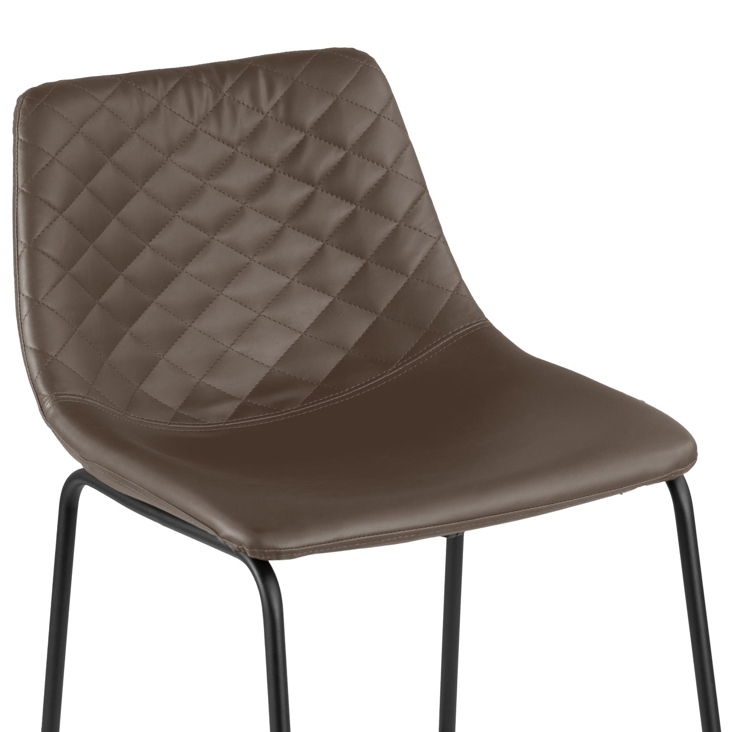 Set of 2 Ave Iron Frame Brown Faux Leather Bar Stool with Stitching