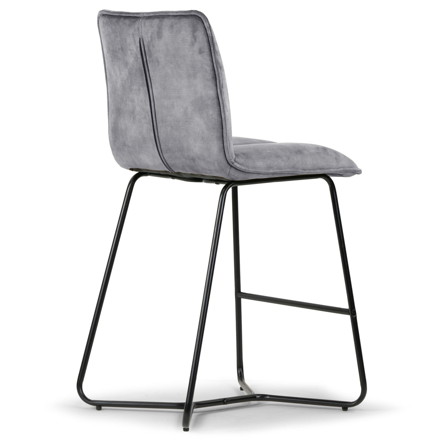 Set of 2 Avent Gray Fabric Counter Stool with Black Metal Legs