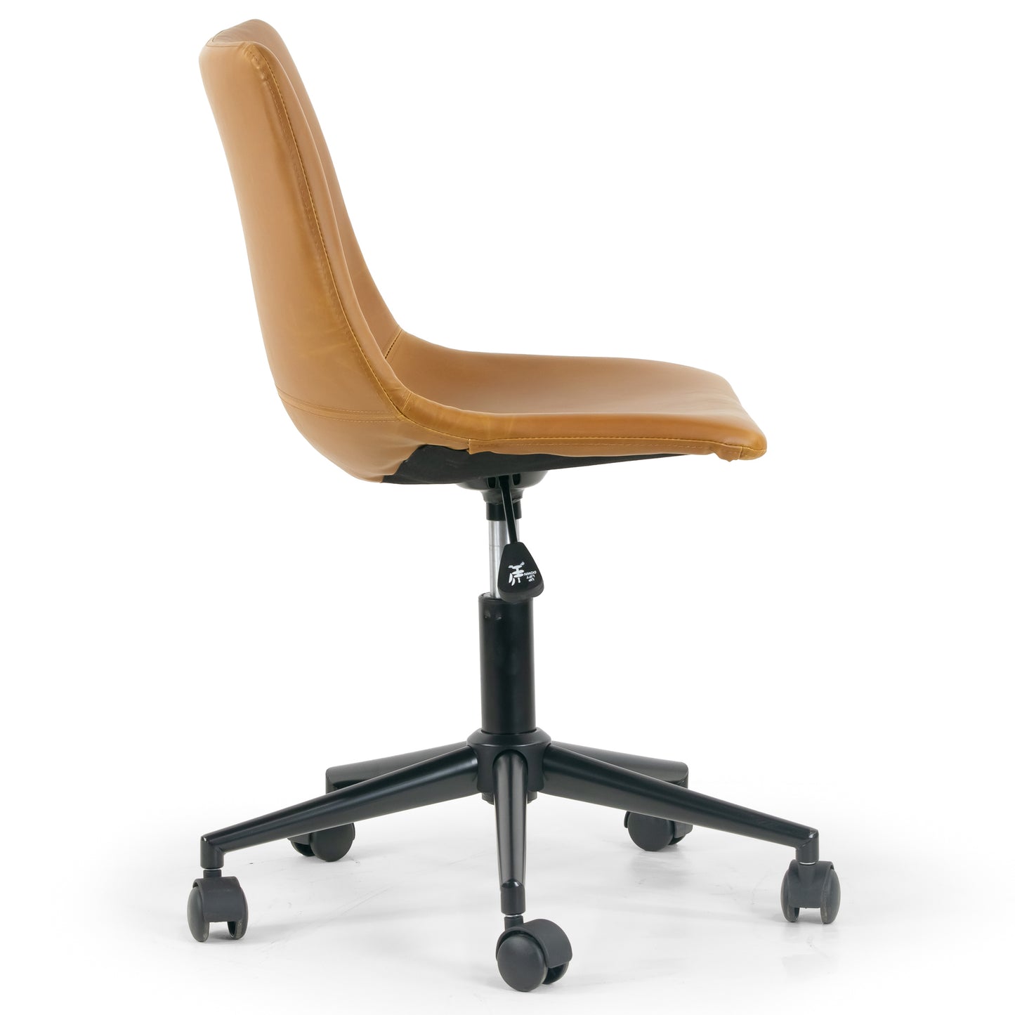Adan Light Brown Faux Leather Adjustable Height Swivel Office Chair with Wheel Base