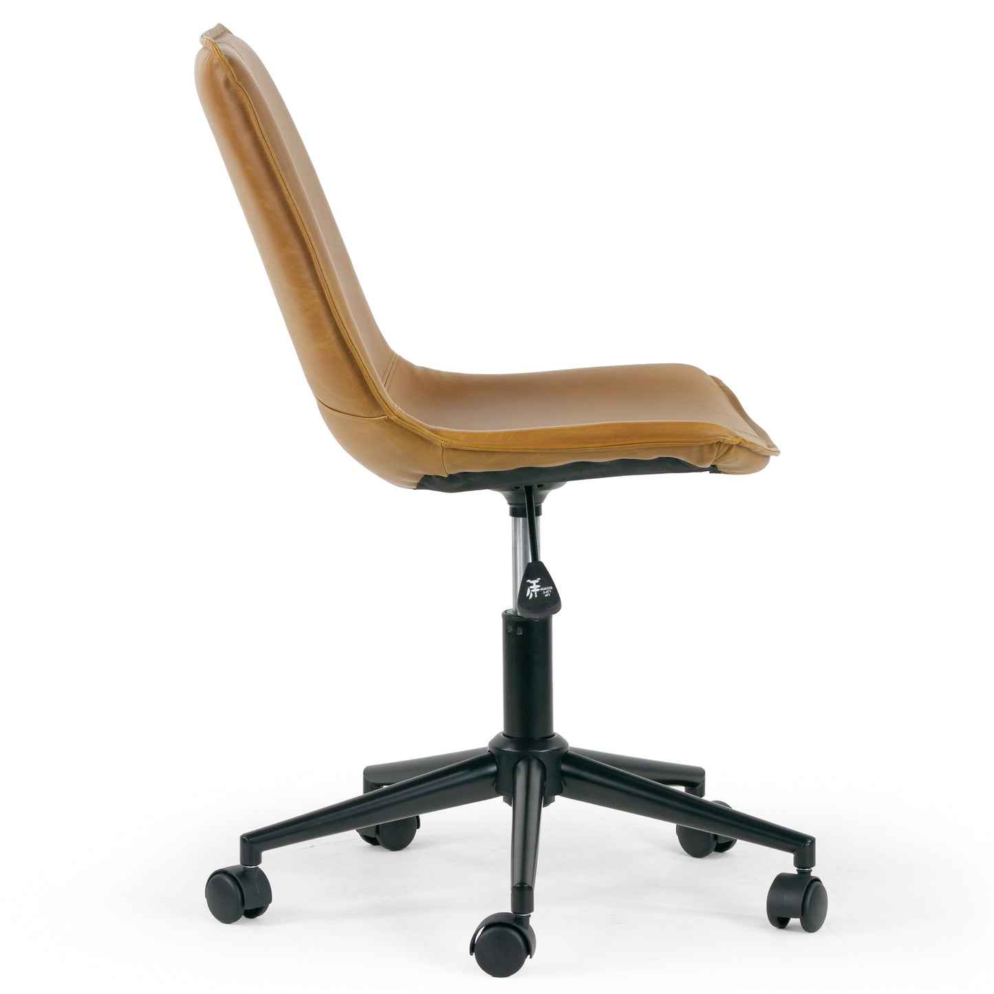 Amery Light Brown Faux Leather Adjustable Height Swivel Office Chair with Wheel Base