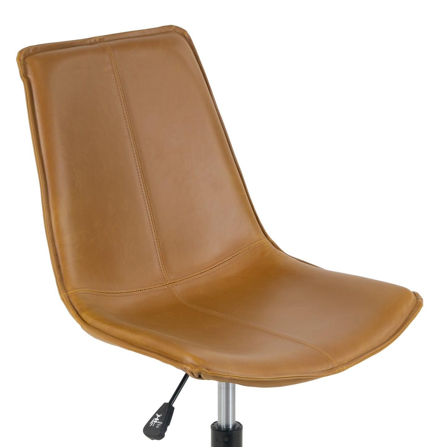 Amery Light Brown Faux Leather Adjustable Height Swivel Office Chair with Wheel Base