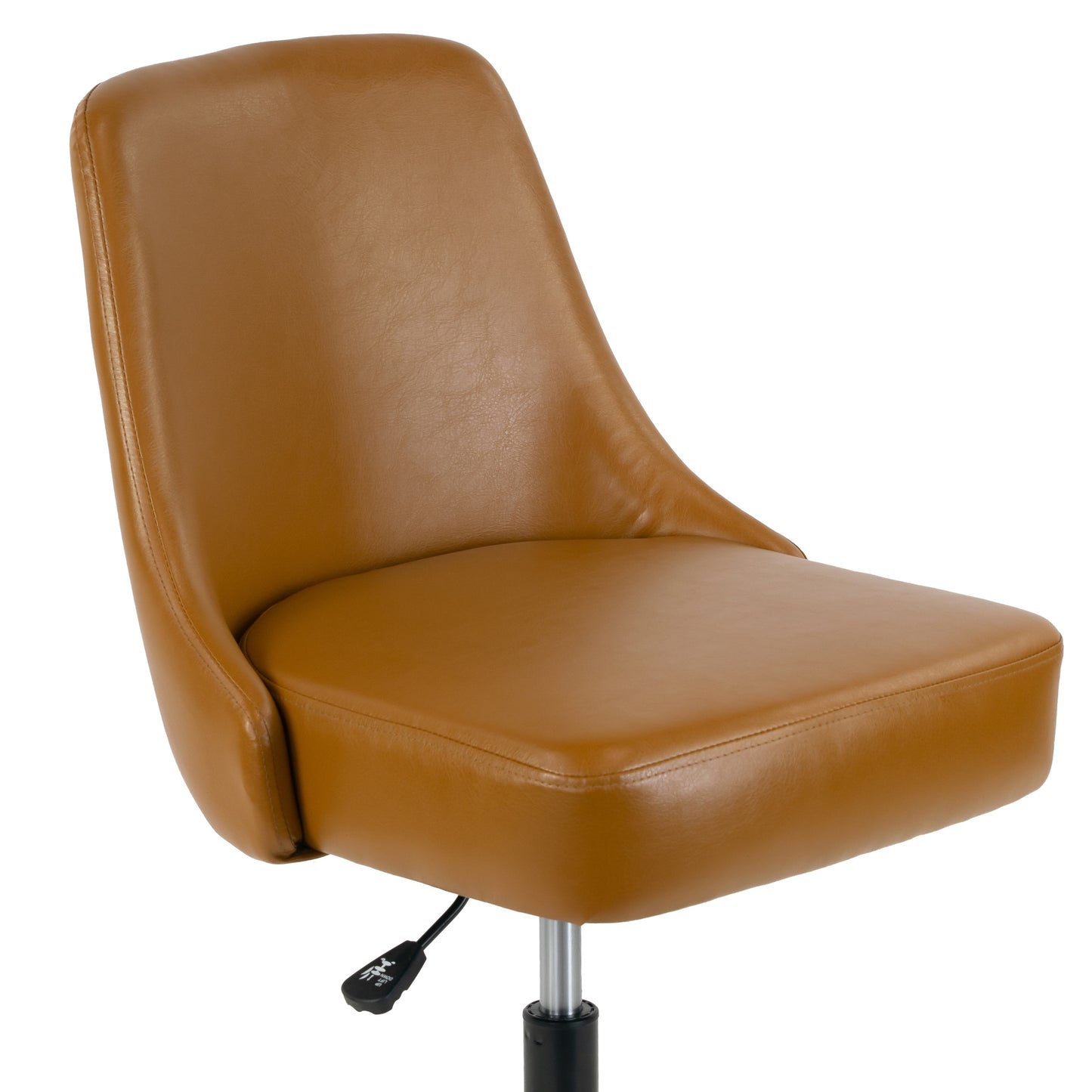 Aurica Light Brown Faux Leather Adjustable Height Swivel Office Chair with Wheel Base