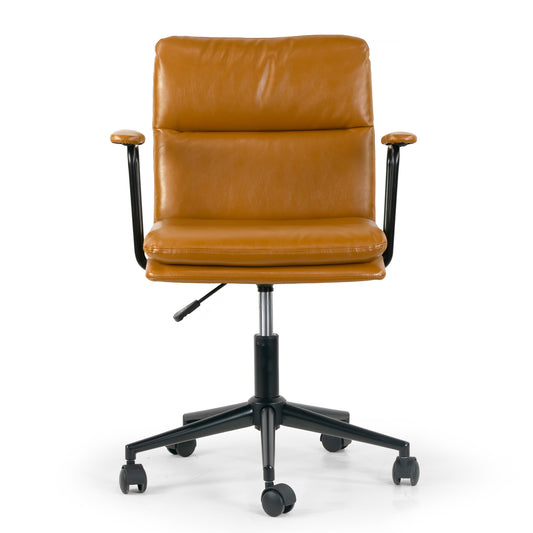 Avalee Cappuccino Faux Leather Adjustable Height Swivel Office Chair with Arms