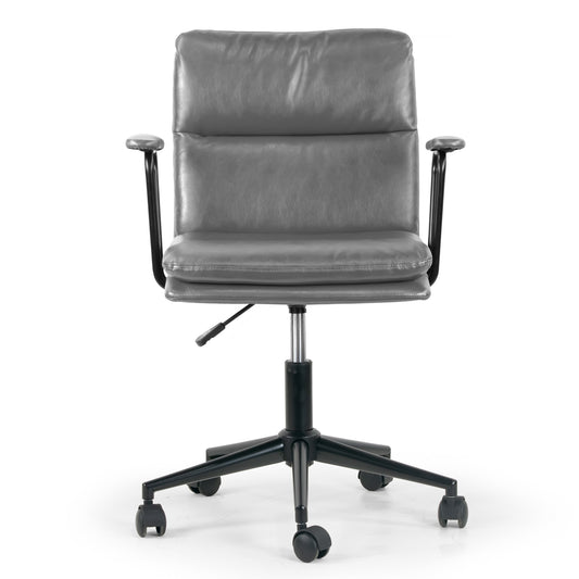 Avalee Grey Faux Leather Adjustable Height Swivel Office Chair with Arms