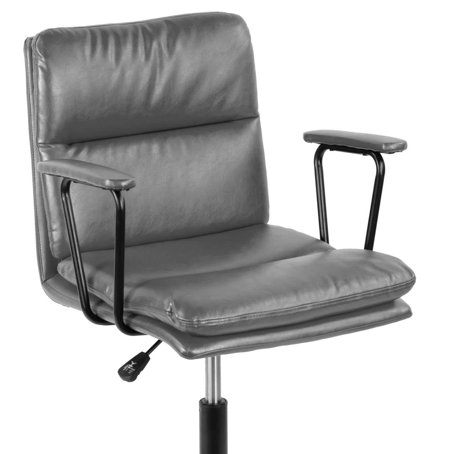 Avalee Grey Faux Leather Adjustable Height Swivel Office Chair with Arms