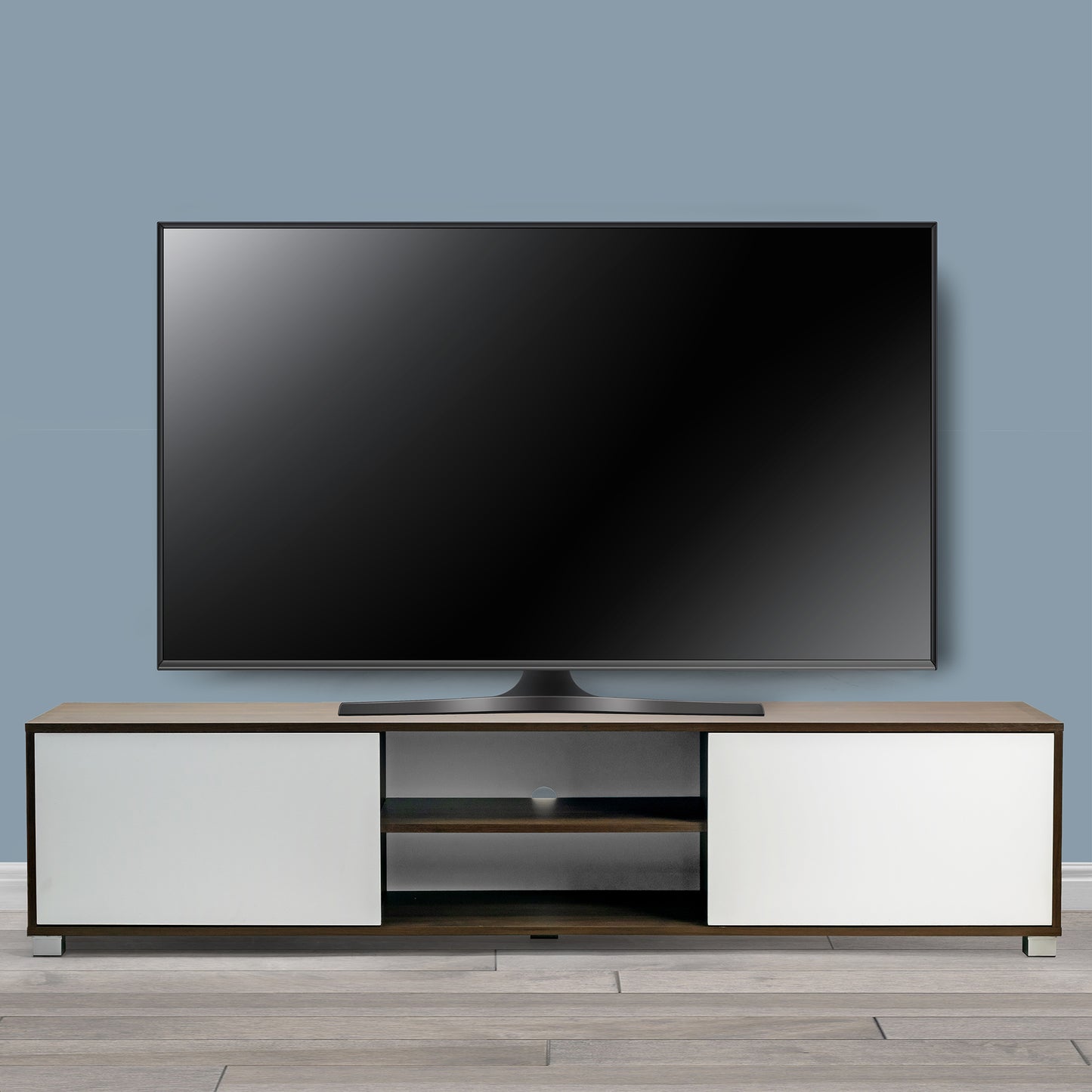 Annie TV Stand Walnut Finish with Contrasting White Door