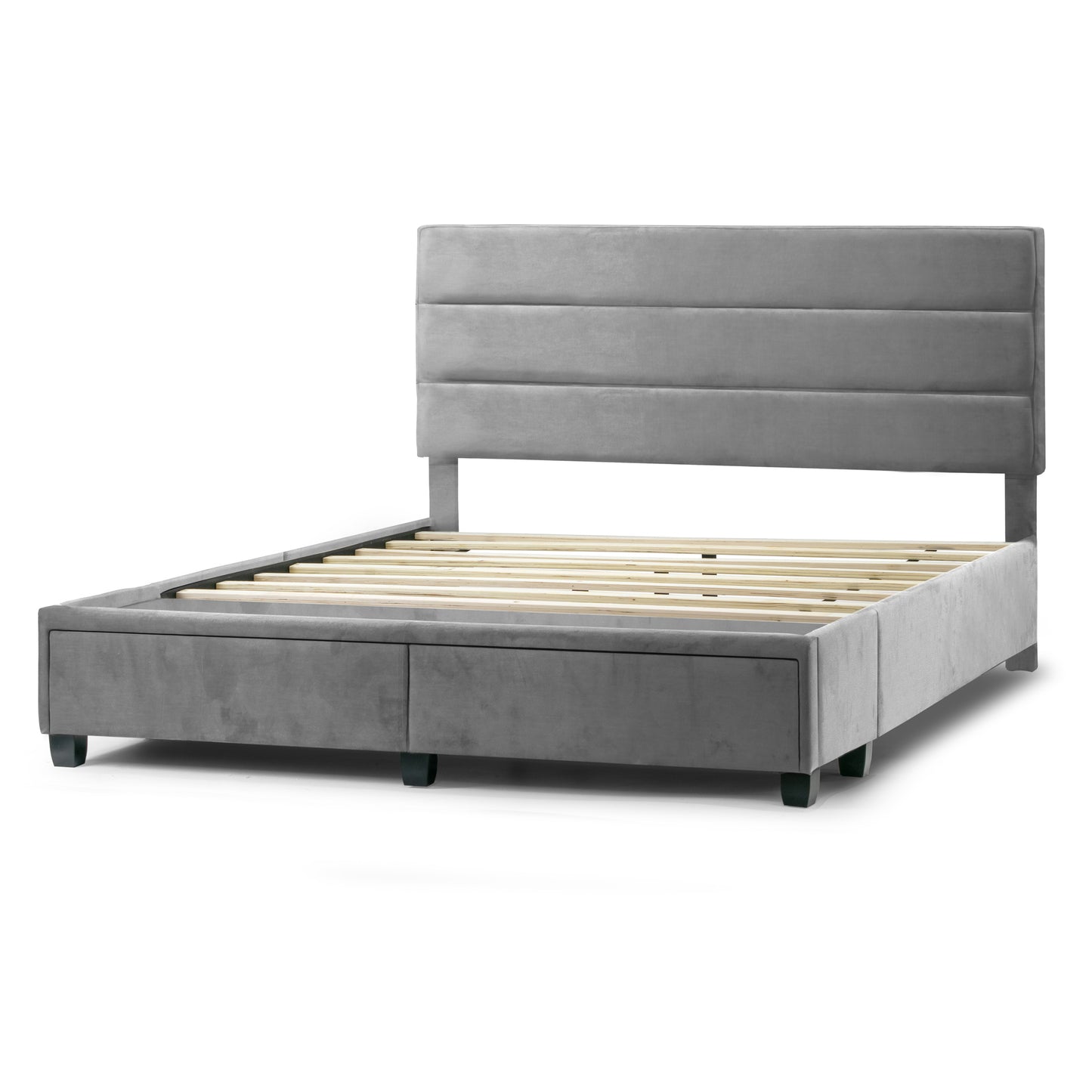 Arnia Silver Grey Twin Bed Captain’s Bed with Two Storage Drawers