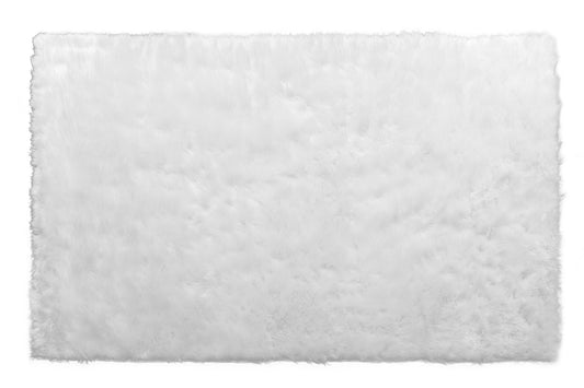 Faux Sheepskin Fur Area Rug White Rectangular 5x3