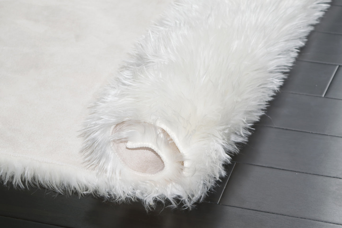 Faux Sheepskin Fur Area Rug White Rectangular 8x5