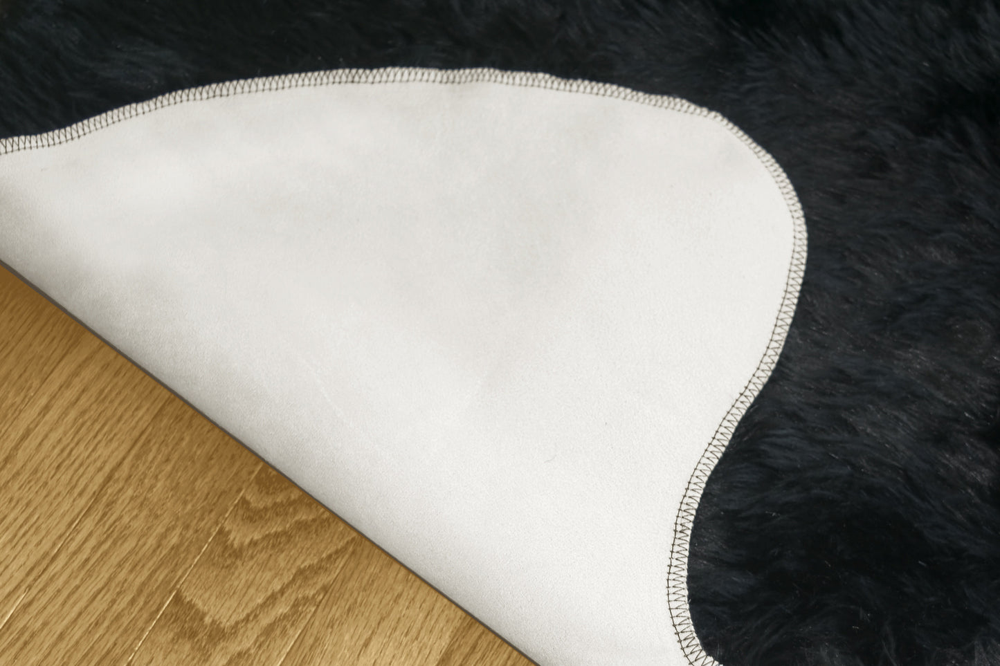 Faux Sheepskin Fur Area Rug Runner Animal-hide Shape Black 5x3