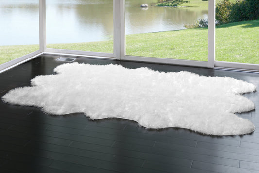 Faux Sheepskin Fur Area Rug Runner Sheepskin-like Shape White 8x5