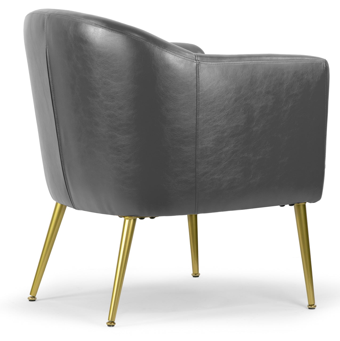Avi Gray Faux Leather Accent Chair with Golden Legs