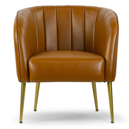 Avia Cappuccino Faux Leather Accent Chair with Decorative Stitching