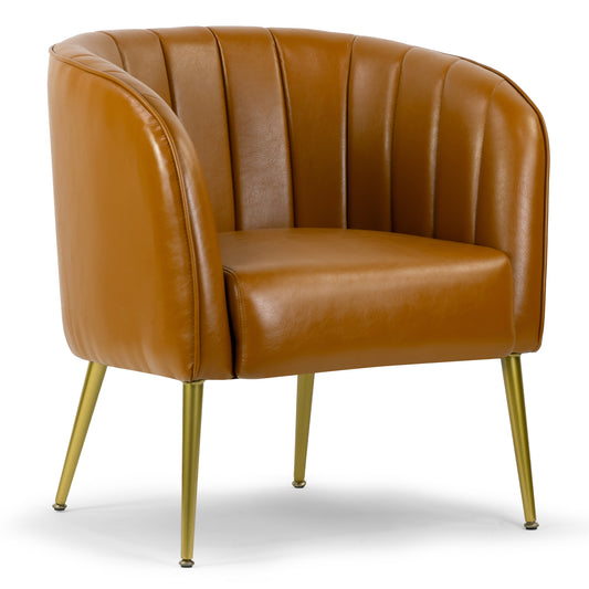 Avia Cappuccino Faux Leather Accent Chair with Decorative Stitching