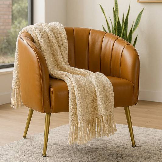 Avia Cappuccino Faux Leather Accent Chair with Decorative Stitching