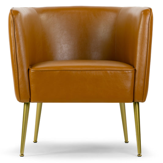 Avian Cappuccino Faux Leather Accent Chair with Decorative Stitching