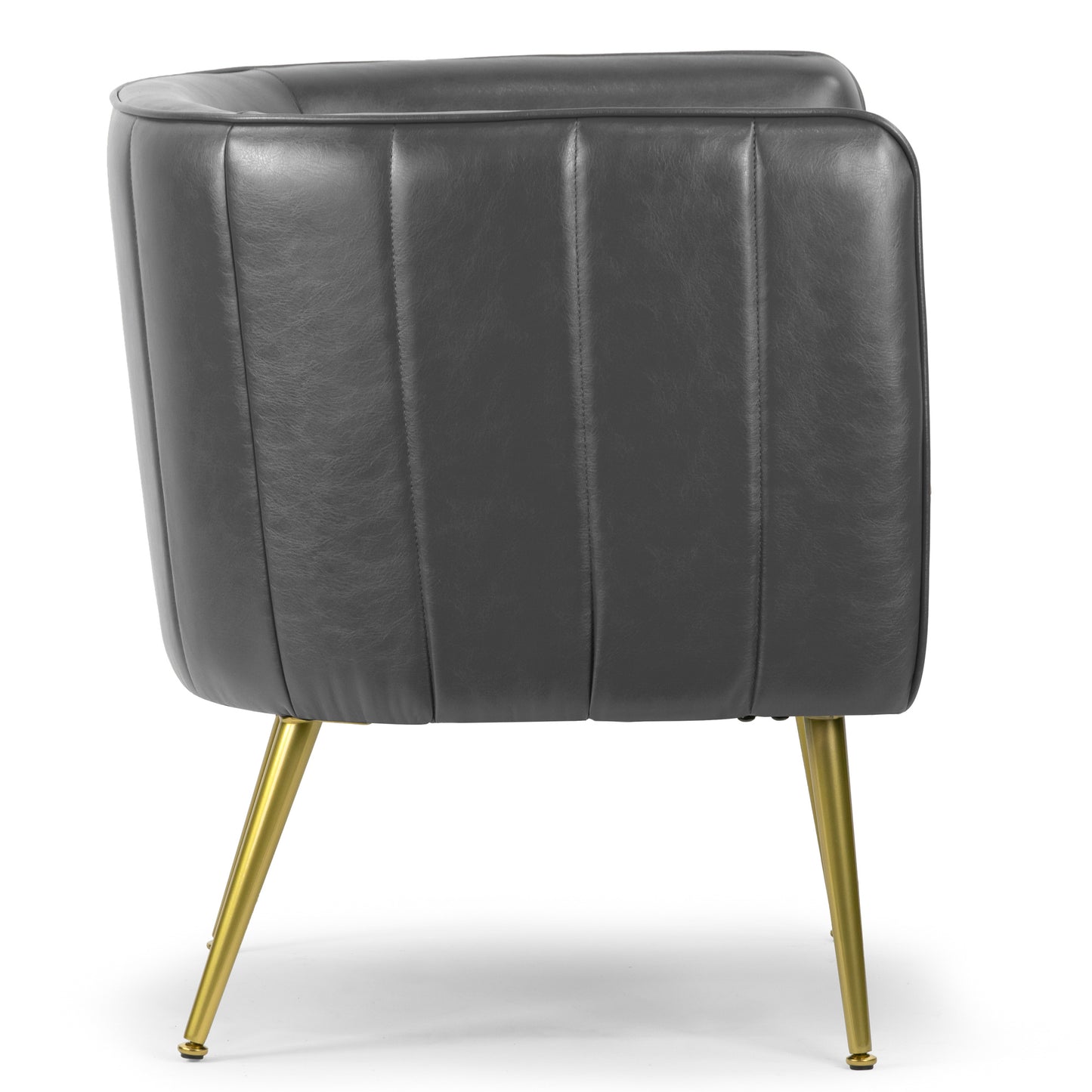 Avian Gray Faux Leather Accent Chair with Decorative Stitching