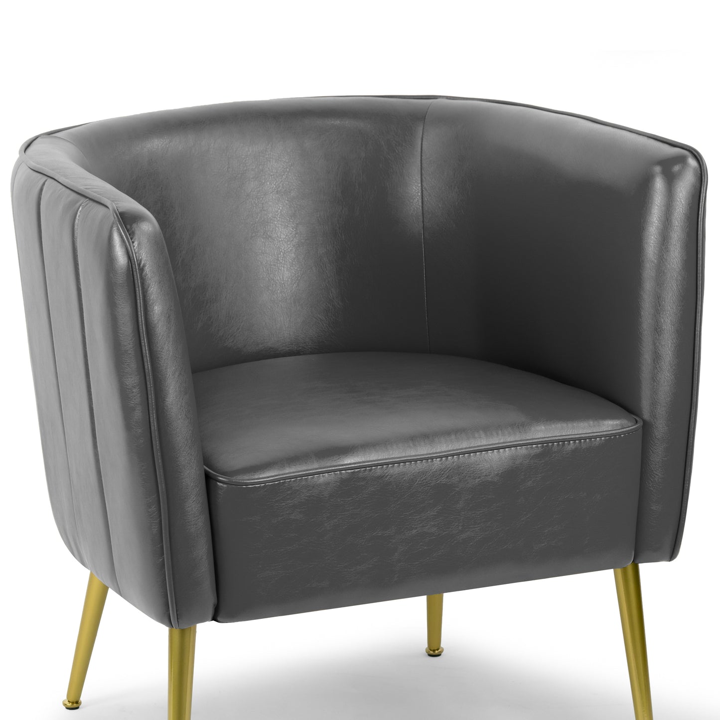 Avian Gray Faux Leather Accent Chair with Decorative Stitching