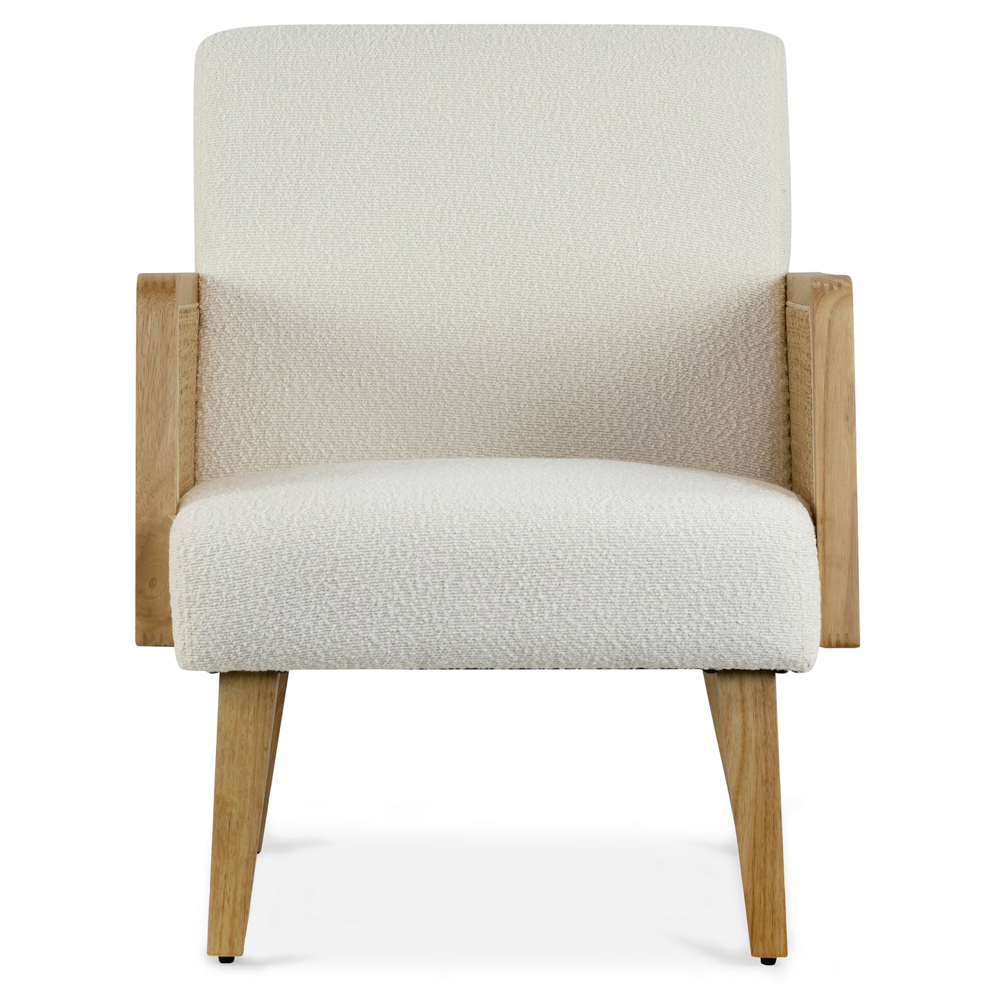 Ayaki White Woven Accent Chair with Rattan Arms – Glamour Home