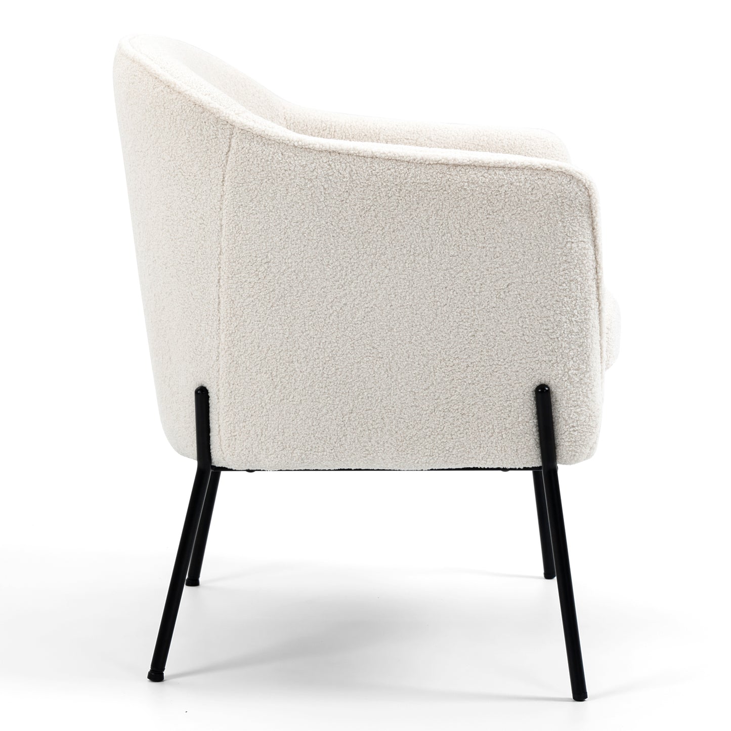 Ayame Beige Boucle Accent Chair with Black Iron Legs