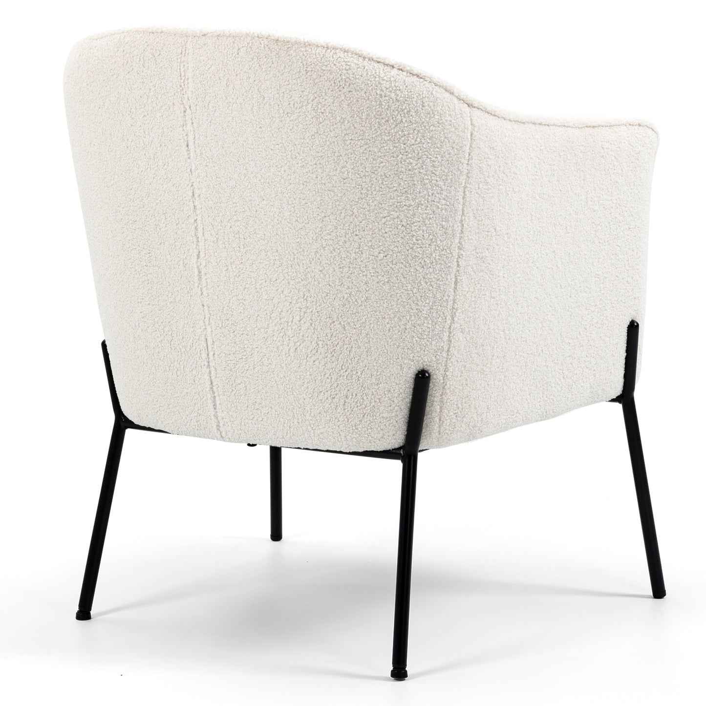 Ayame Beige Boucle Accent Chair with Black Iron Legs