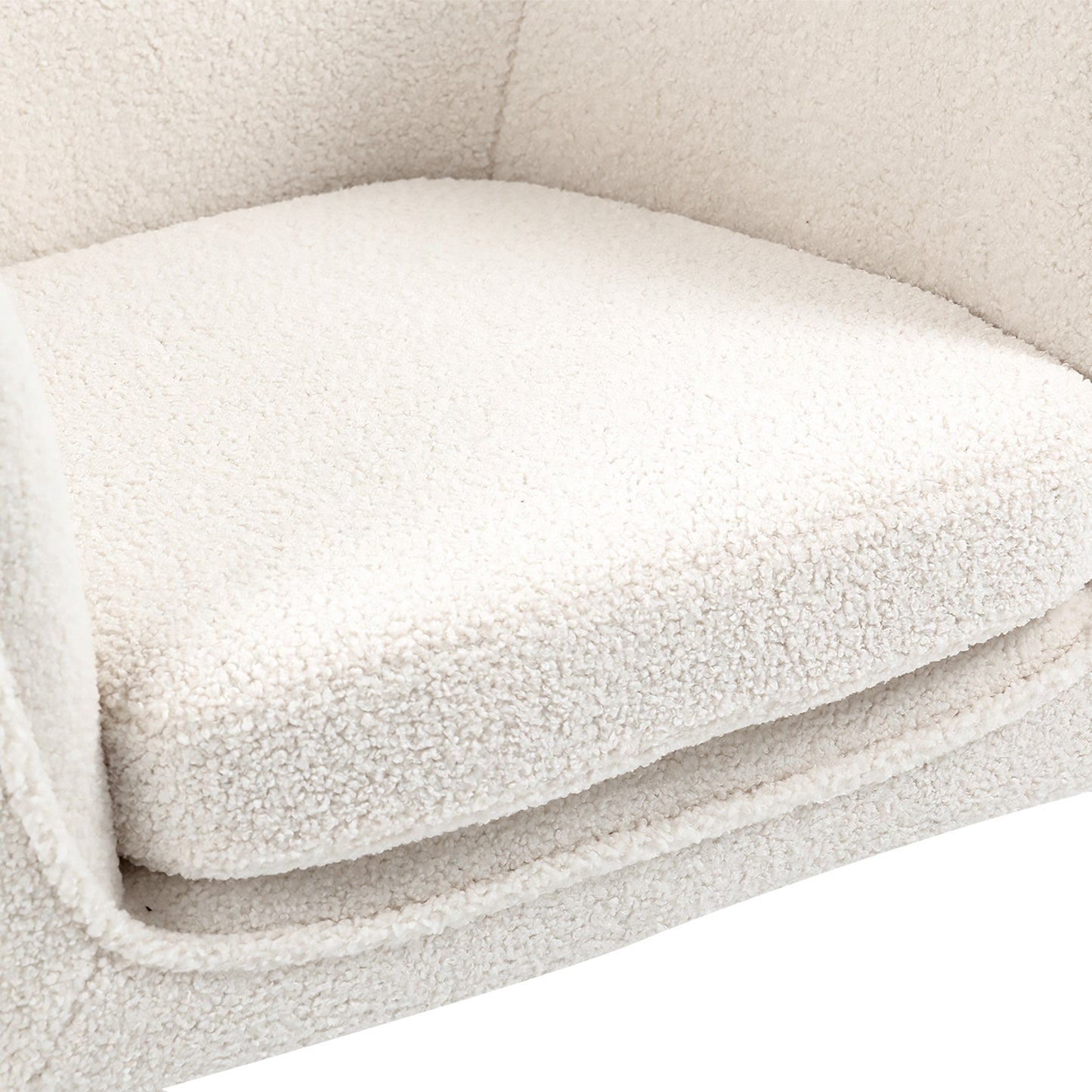 Ayame Beige Boucle Accent Chair with Black Iron Legs