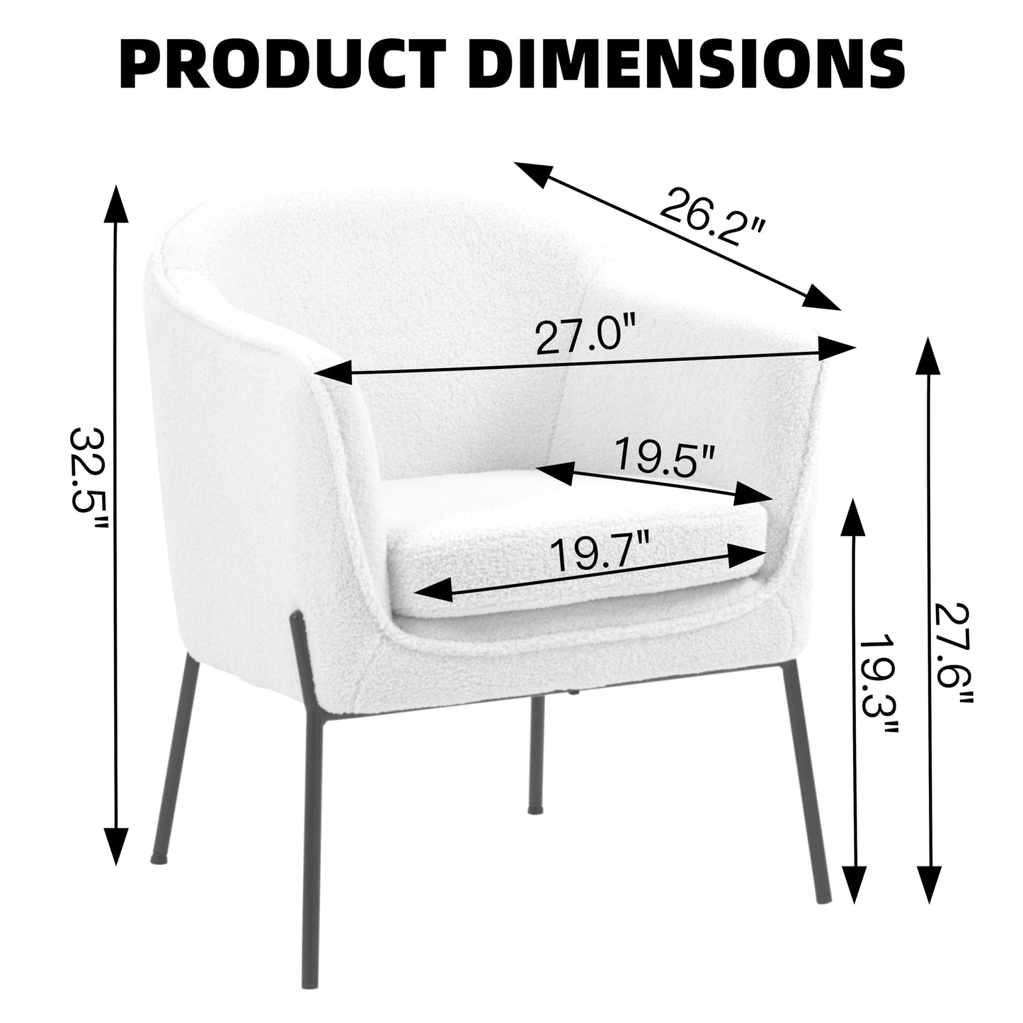 Ayame Beige Boucle Accent Chair with Black Iron Legs
