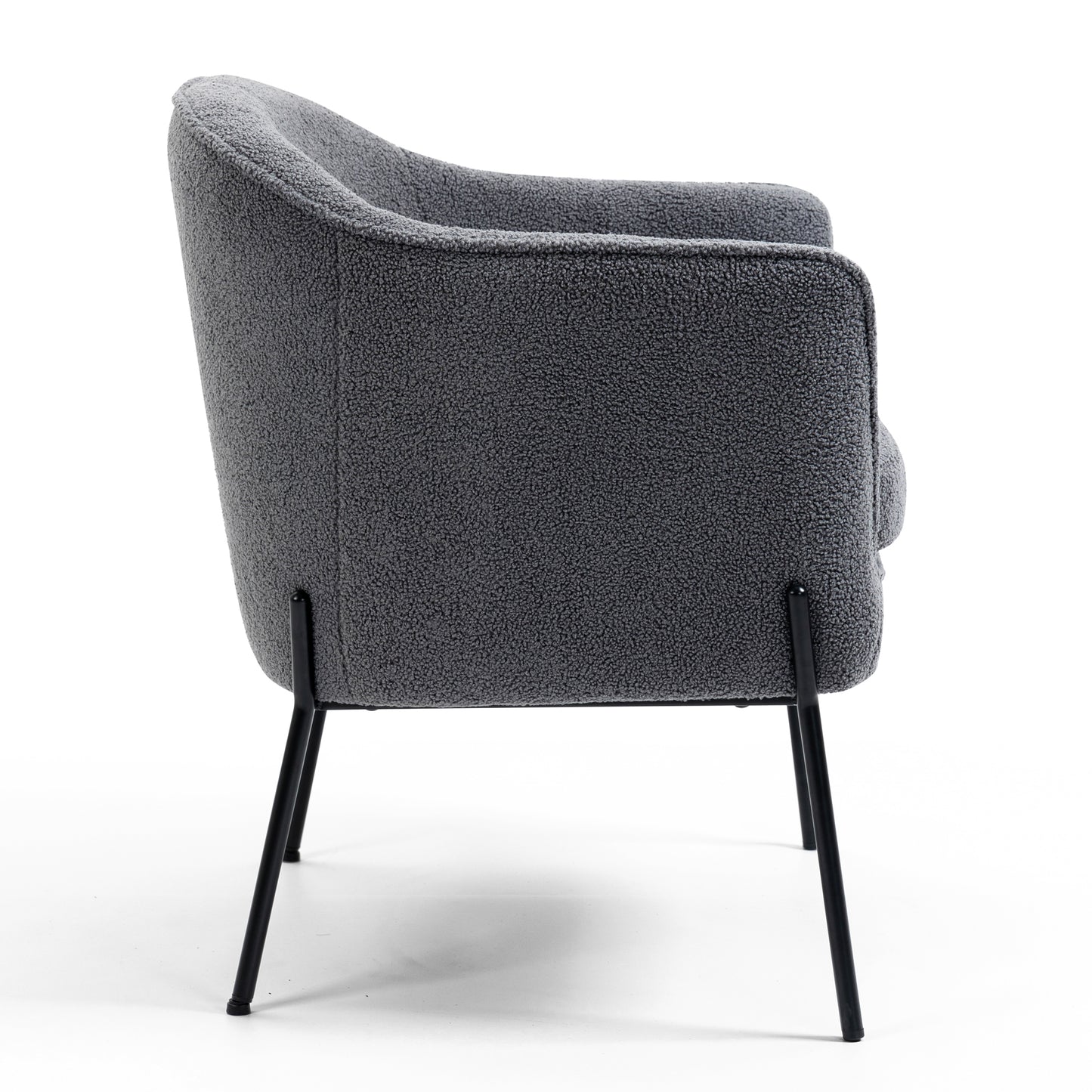 Ayame Gray Boucle Accent Chair with Black Iron Legs
