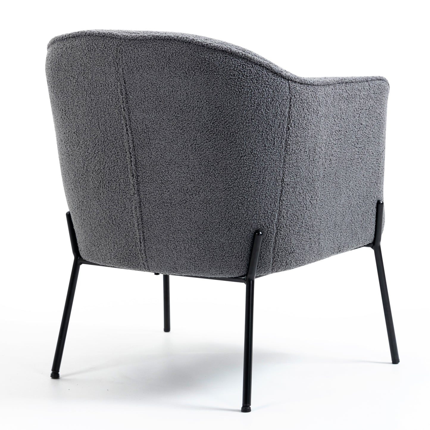 Ayame Gray Boucle Accent Chair with Black Iron Legs