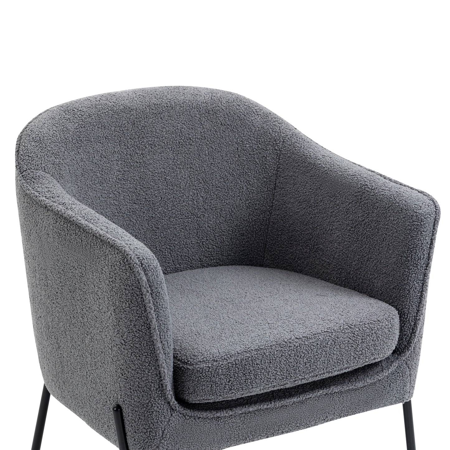 Ayame Gray Boucle Accent Chair with Black Iron Legs