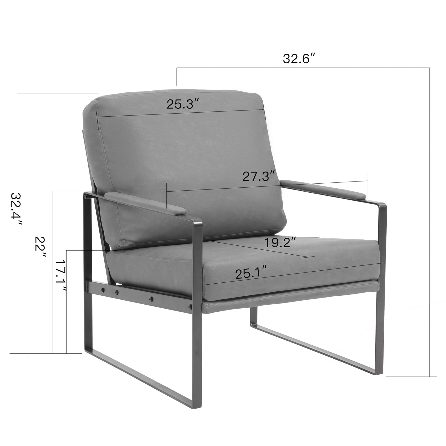 Ayume Brown Faux Leather Accent Chair with Black Iron Legs