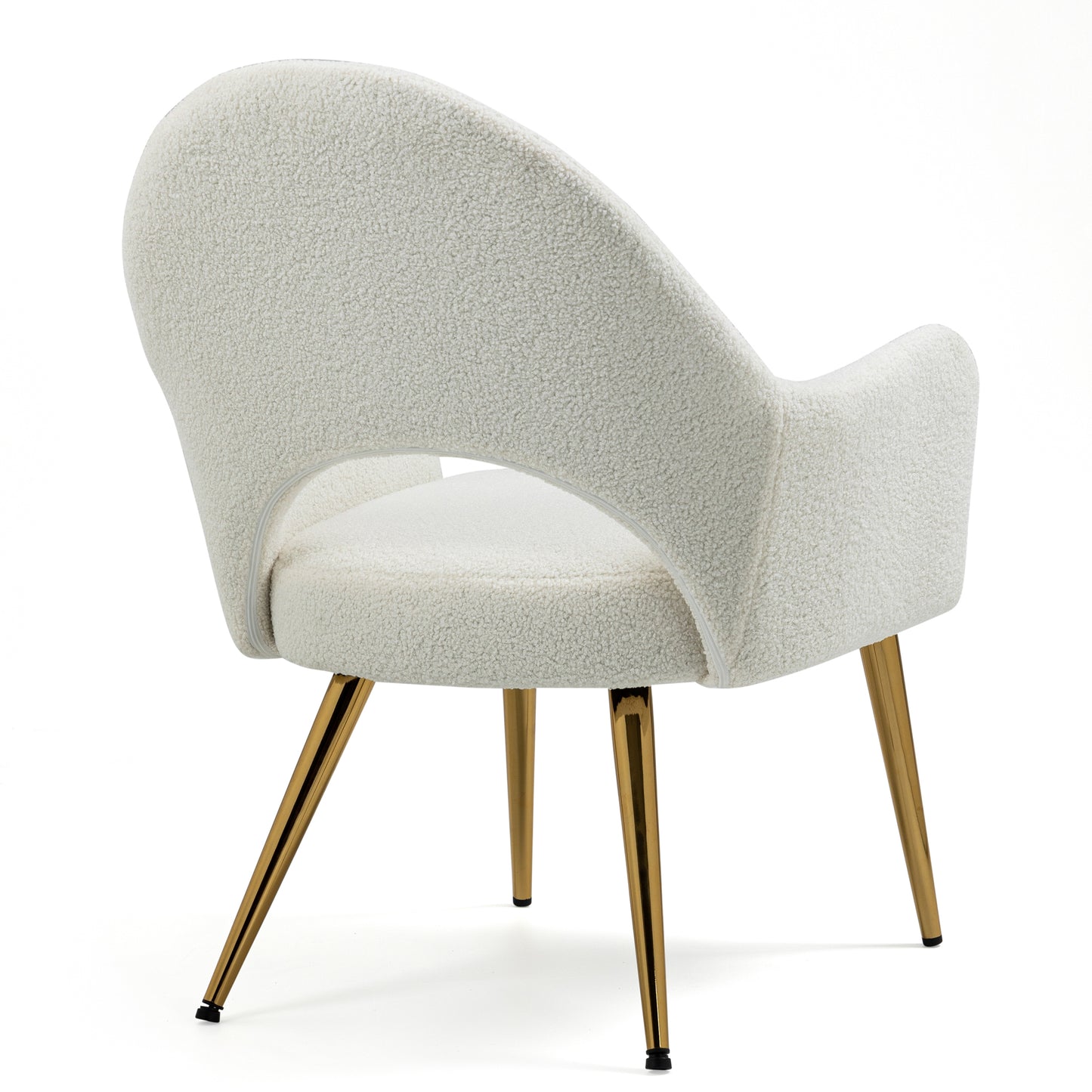 Azael White Boucle Accent Chair with Gold Legs