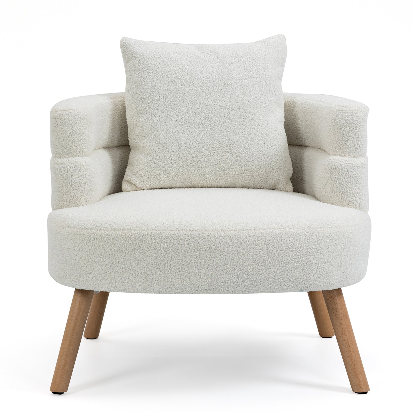 Azana White Boucle Accent Chair with Wood Legs