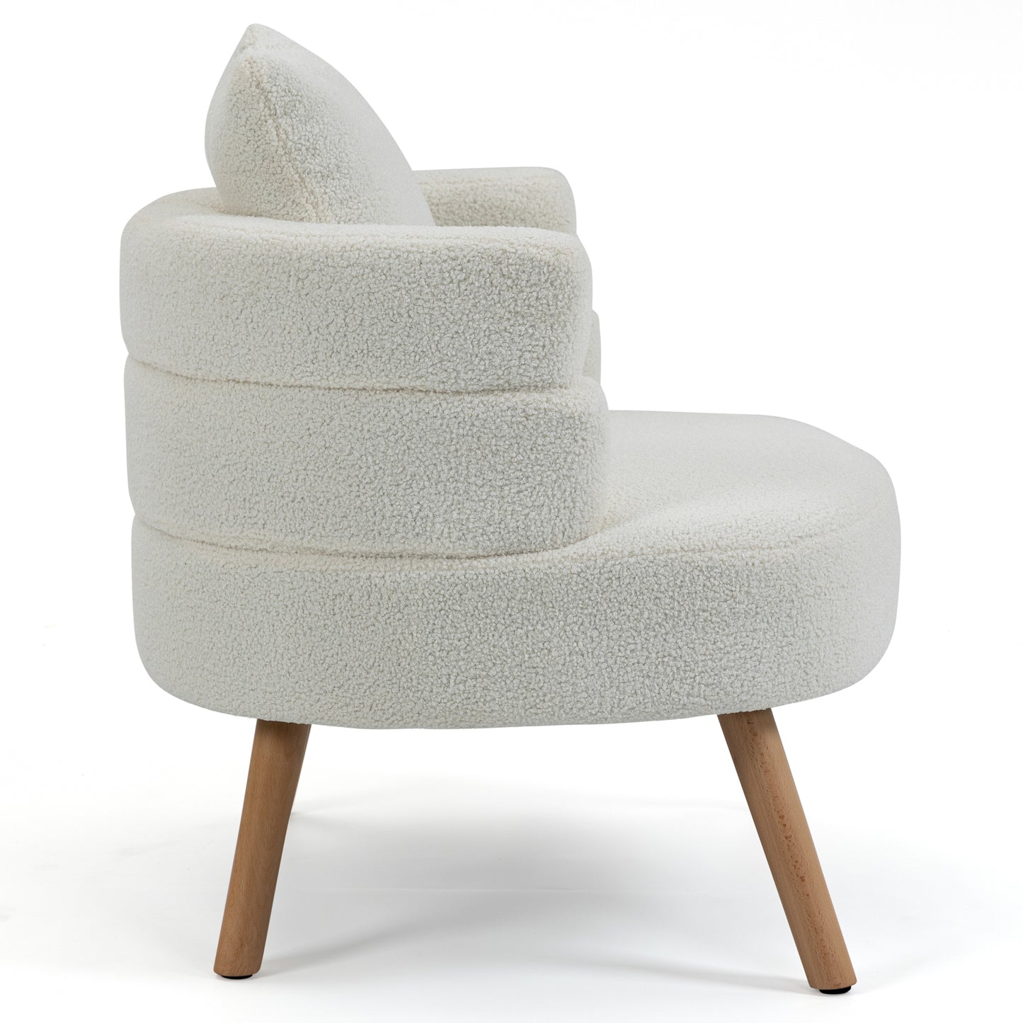 Azana White Boucle Accent Chair with Wood Legs