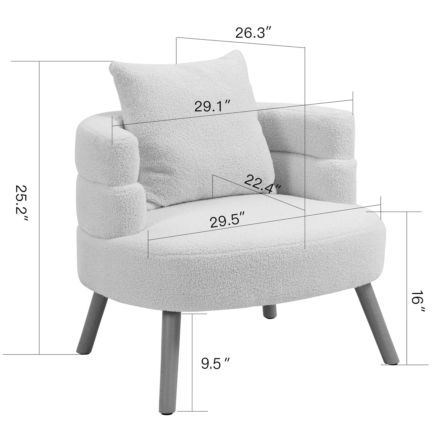Azana White Boucle Accent Chair with Wood Legs