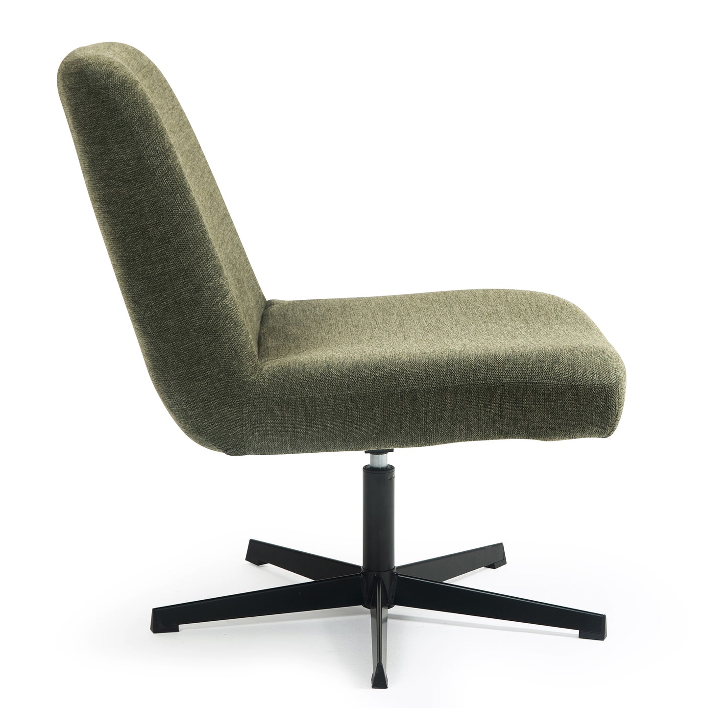 Bayard Green Linen Fabric Accent Chair with Black Swivel Legs