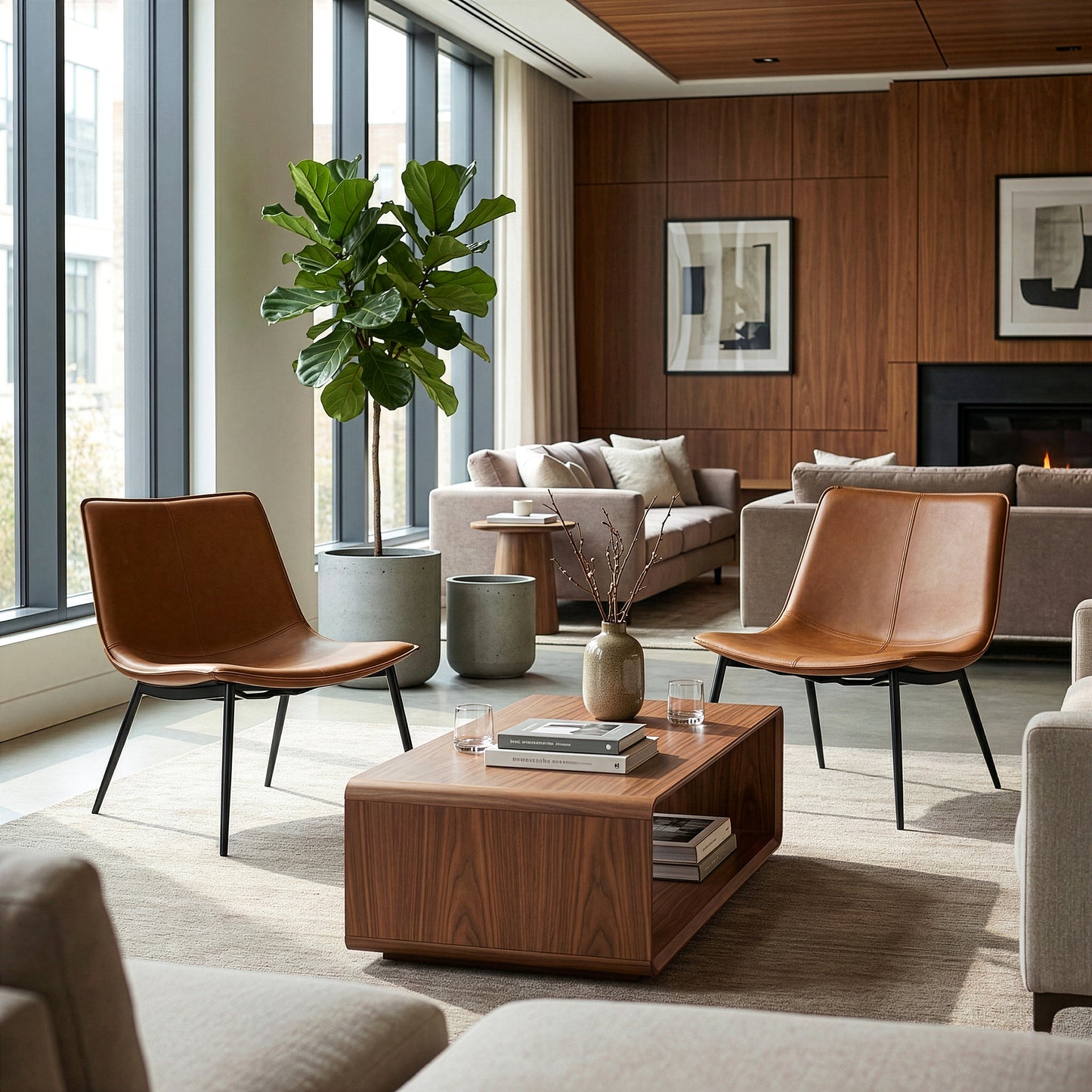 Barkley Light Brown Faux Leather Accent Chair