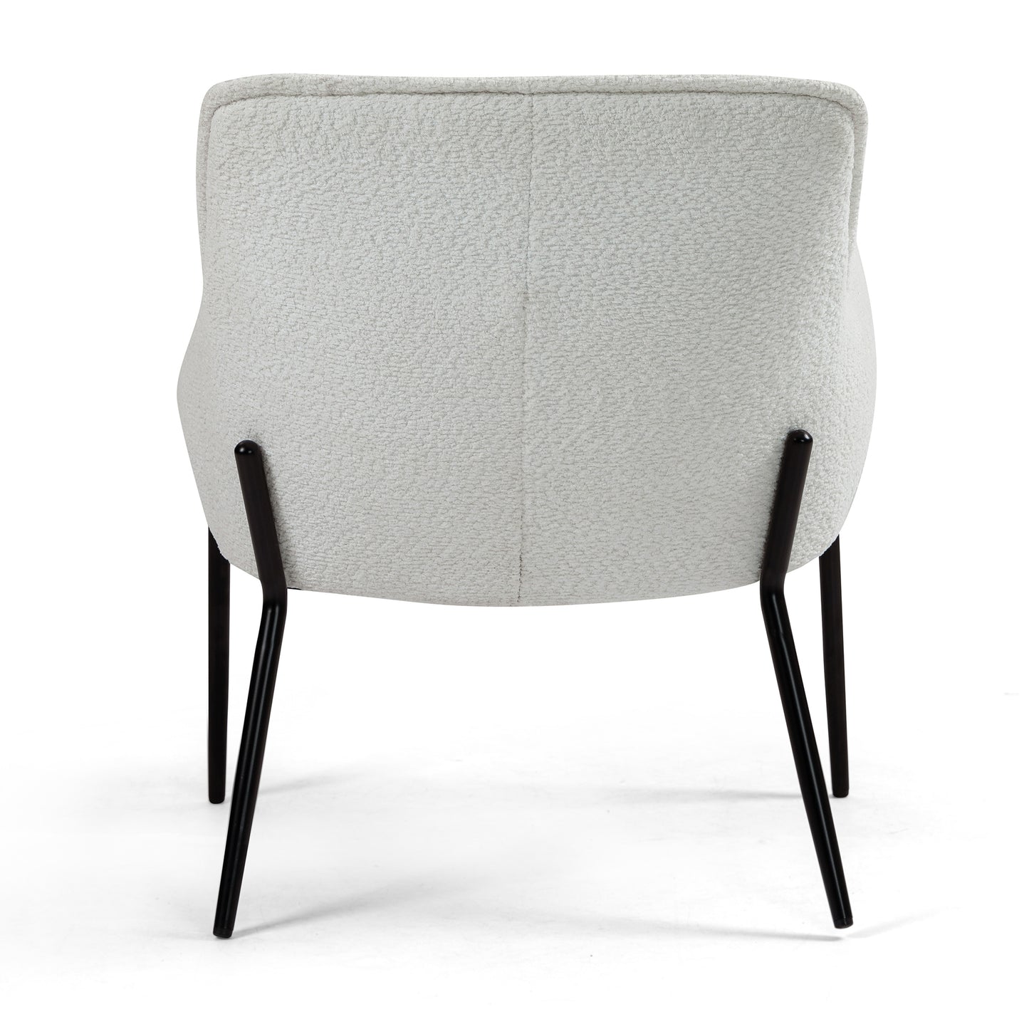 Belvedere White Boucle Upholstered Fabric Accent Chair with Black Iron Legs