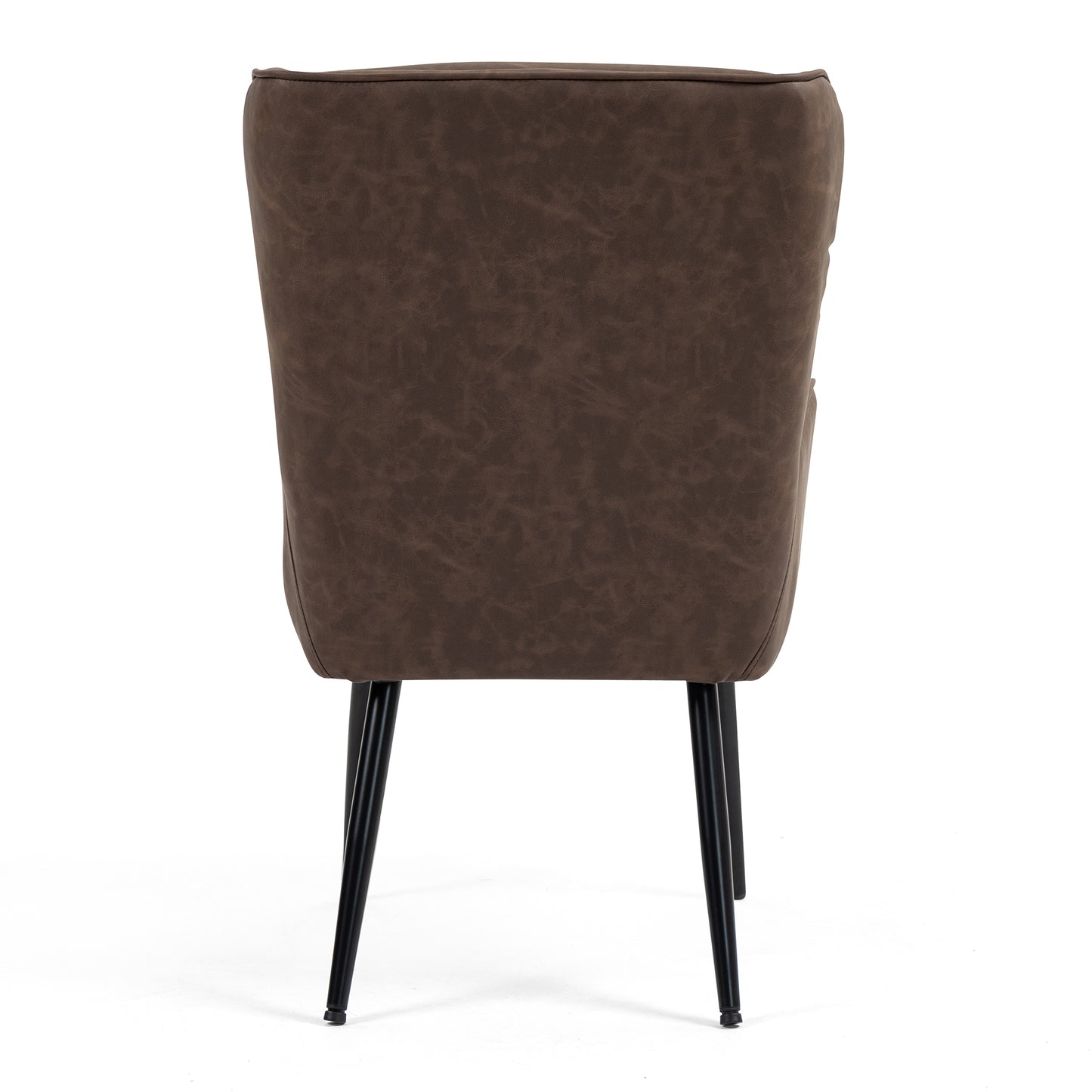 Benning Brown Vintage Faux Leather Accent Chair with Black Iron Legs