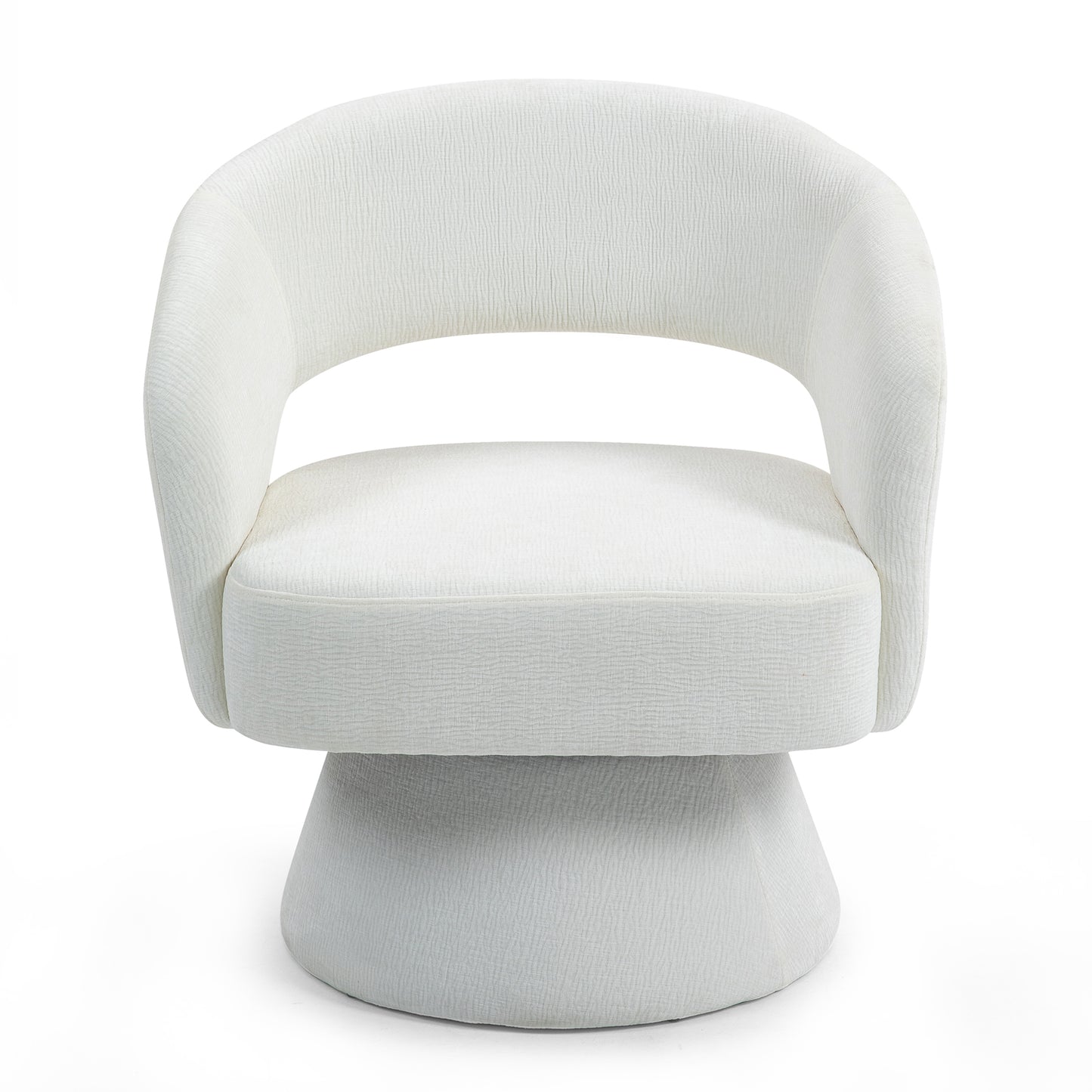 Belenus White Corduroy Fabric Swivel Accent Chair